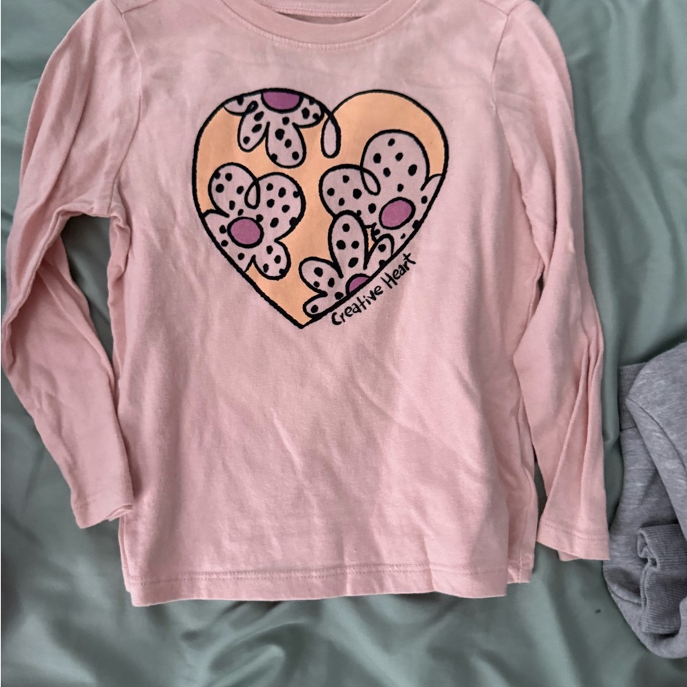 Old Navy Pink Long Sleeve Tee with Heart Design